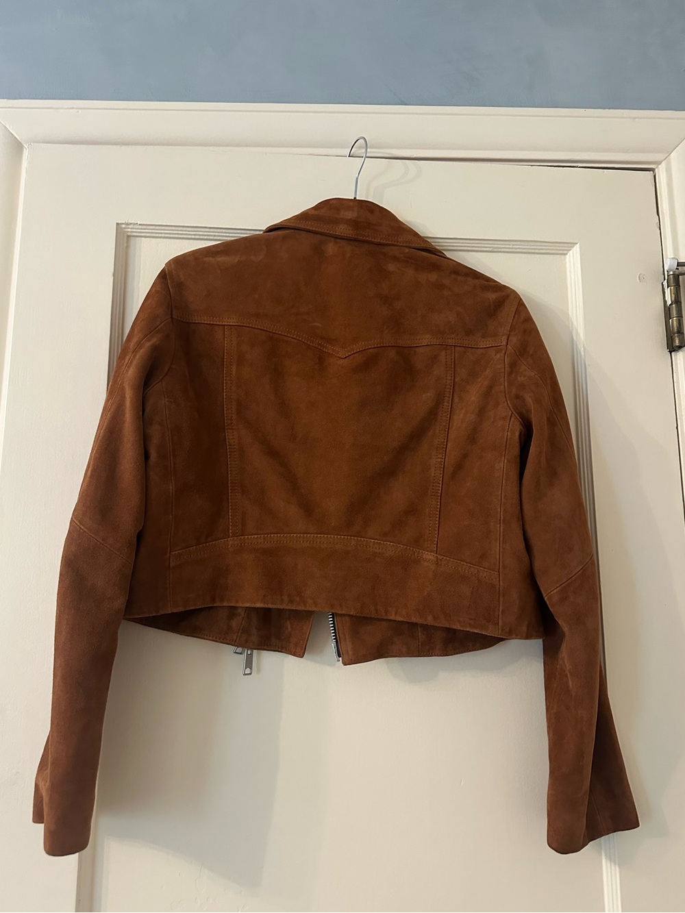 All Saints Elora Suede 100% Goat Suede Biker Moto Jacket Camel NWOT - Picture 3 of 8